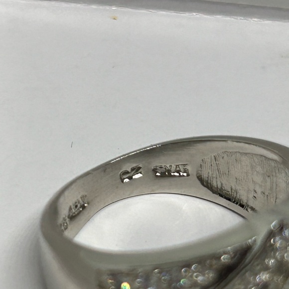 #41 Vintage Aquamarine & Cubic Zirconia Ring, Set in 925 Silver SZ 7 - Picture 5 of 10